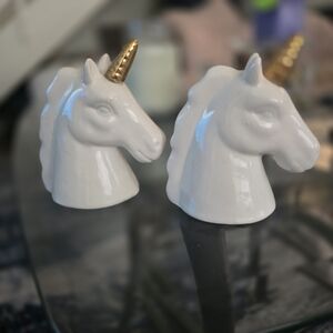 Hazel & Co Ceramic Unicorn Salt and Pepper Shaker Set GOLD TRIM